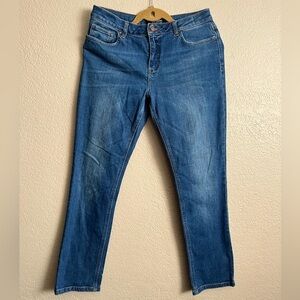 Boden The Cavendish Girlfriend Women's Blue Denim Jeans Size US 8R patched loop